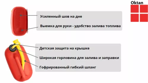 Канистра для бензина пластиковая Oktan 10л. фото 6