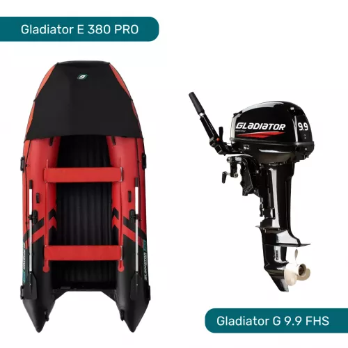 Комплект Лодка Gladiator (Гладиатор) E 380 PRO и мотор GLADIATOR G 9.9 FHS Комплект Лодка Gladiator (Гладиатор) E 380 PRO и мотор GLADIATOR G 9.9 FHS