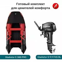 Комплект Лодка Gladiator E 380 PRO и мотор GLADIATOR G 9.9 FHS BL