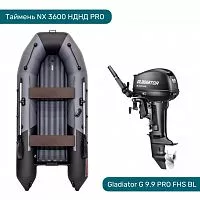 Комплект Лодка ПВХ Таймень NX-3600 НДНД и Мотор GLADIATOR G 9.9 FHS BL