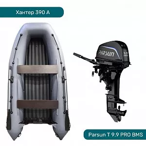 Комплект лодка ПВХ Хантер 390 А с мотором Parsun T 9.9 PRO BMS